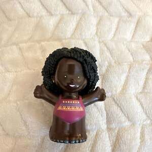Fisher-Price Little People Barbie African American Swimmer Figure in Pink Swimsu